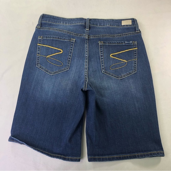 Seven7 Bermuda Shorts Denim Stretch Casual Classic Summer Dark Wash Simple - Picture 11 of 11